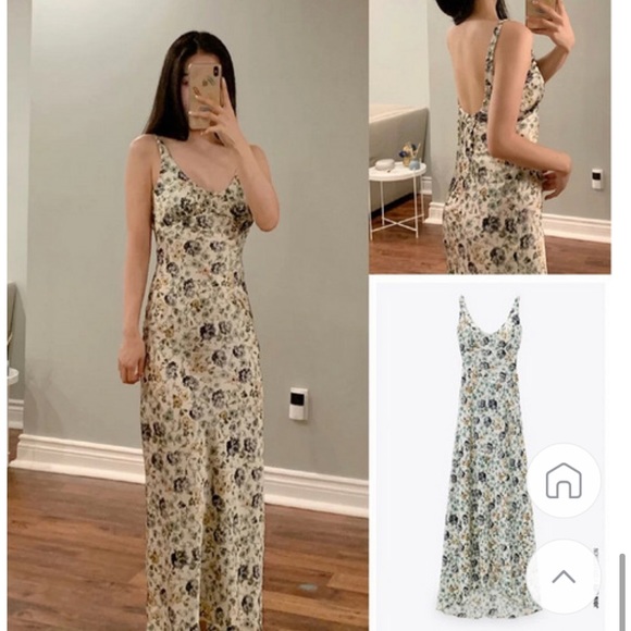 Zara Satin Effect Print Dress - Picture 3 of 10